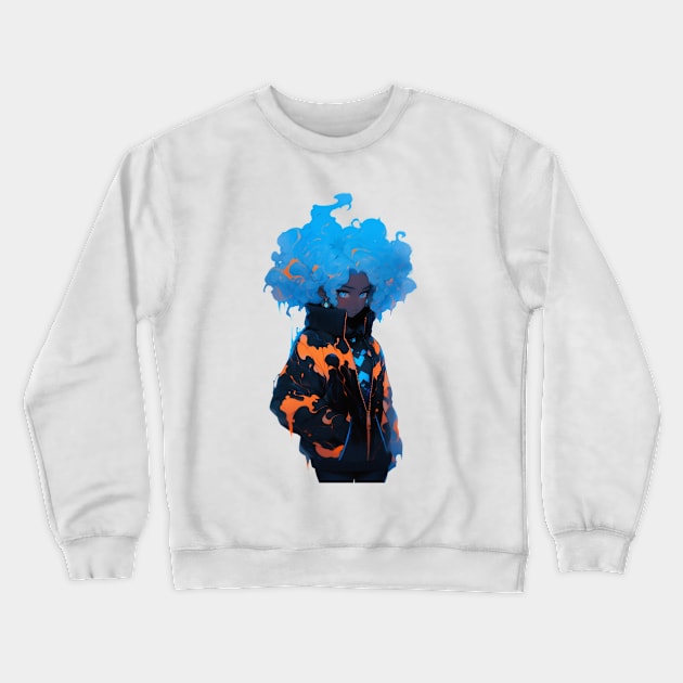 Сute anime girl with blue hair Crewneck Sweatshirt by Logard